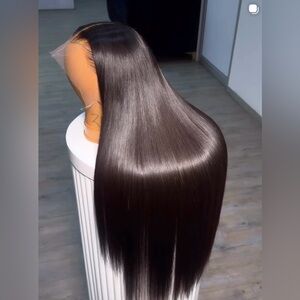 Sleek Black Women's Straight Wig 22 Inch Human Virgin hair 13x4